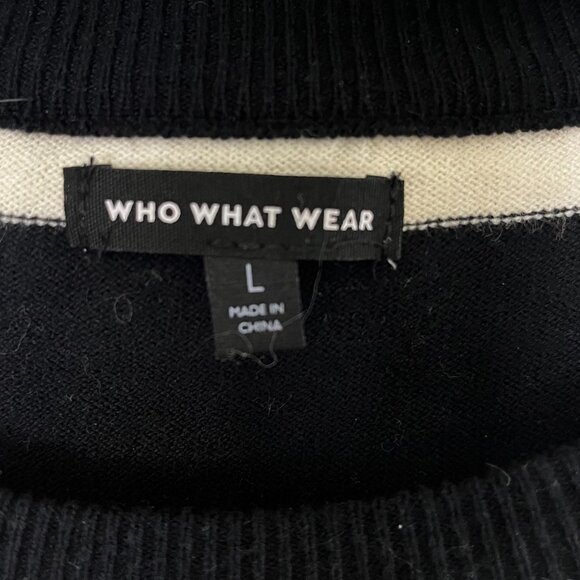 Black & Cream Striped Ruffle Sleeve Sweater Large NWOT - Picture 9 of 10